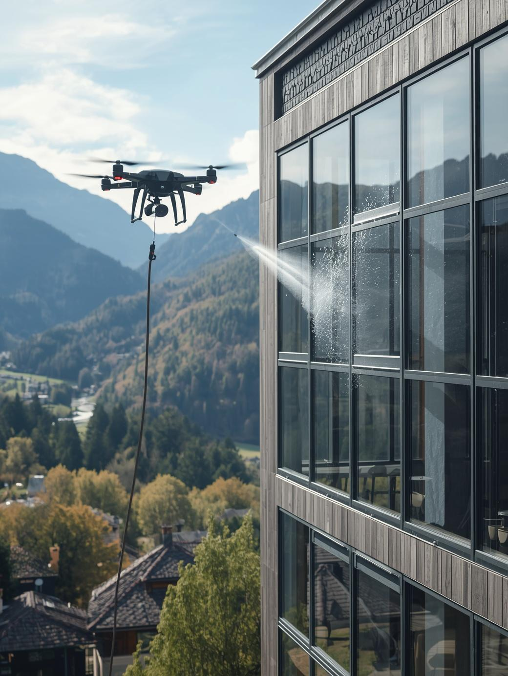 Dron FlyWash w akcji